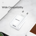 Bộ sạc du lịch USB đơn 2.1A USAMS US-CC075 T18, phích cắm EU