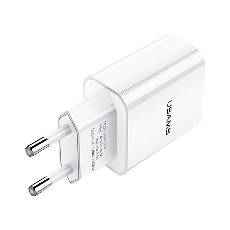Bộ sạc du lịch USB đơn 2.1A USAMS US-CC075 T18, phích cắm EU