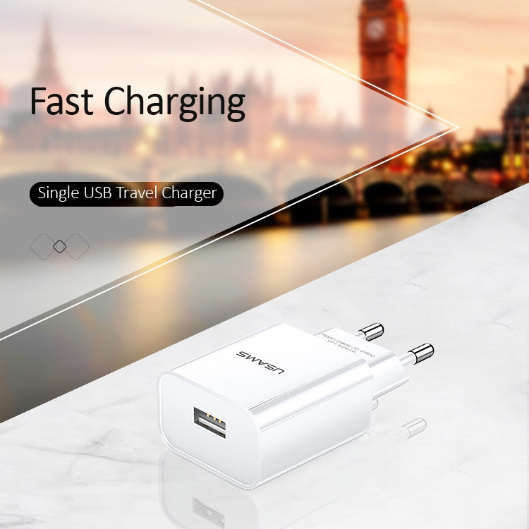 Bộ sạc du lịch USB đơn 2.1A USAMS US-CC075 T18, phích cắm EU
