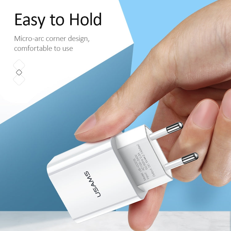 Bộ sạc du lịch USB đơn 2.1A USAMS US-CC075 T18, phích cắm EU