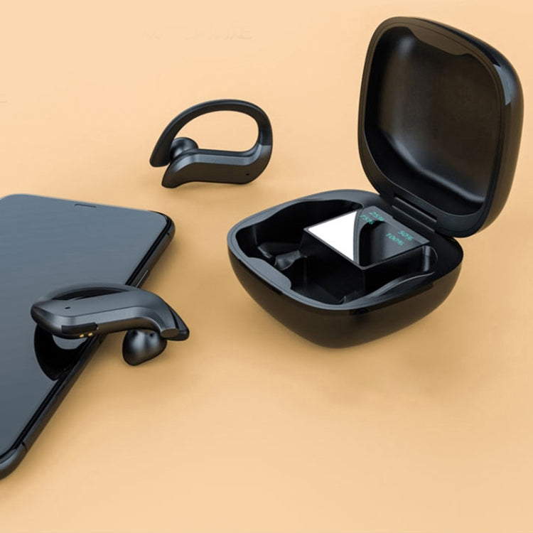 Tai nghe Bluetooth đeo tai không dây 258 kèm hộp sạc & màn hình kỹ thuật số, Hỗ trợ cảm ứng & gọi HD & trợ lý giọng nói & NFC, MD03 Đen, 258 Trắng