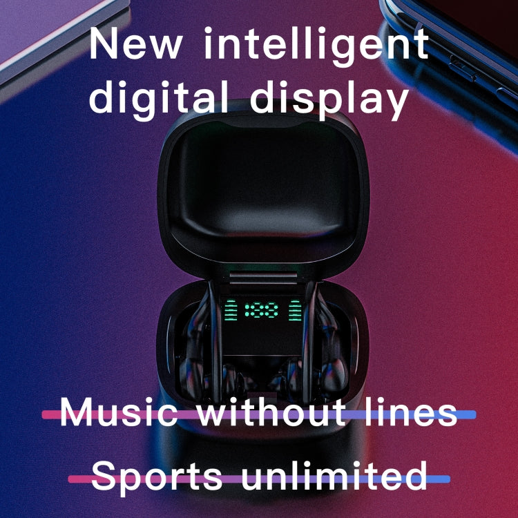 Tai nghe Bluetooth đeo tai không dây 258 kèm hộp sạc & màn hình kỹ thuật số, Hỗ trợ cảm ứng & gọi HD & trợ lý giọng nói & NFC, MD03 Đen, 258 Trắng