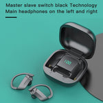Tai nghe Bluetooth đeo tai không dây 258 kèm hộp sạc & màn hình kỹ thuật số, Hỗ trợ cảm ứng & gọi HD & trợ lý giọng nói & NFC, MD03 Đen, 258 Trắng