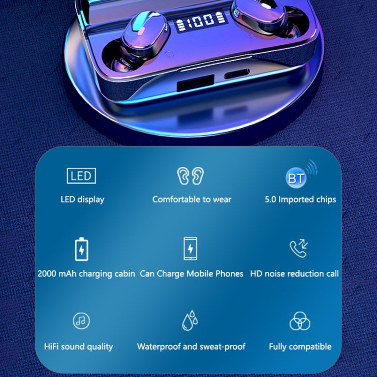 Tai nghe Bluetooth chống ồn kép A9 TWS CVC8.0 và DSP với hộp sạc nam châm & màn hình kỹ thuật số LED, hỗ trợ cảm ứng & gọi HD & Siri & pin dự phòng, A9