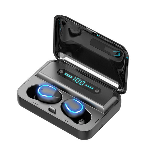 F9-5 Tai nghe Bluetooth chống ồn thông minh cảm ứng kèm hộp sạc, Hỗ trợ hiển thị pin LED ba lớp & Gọi HD & Pin dự phòng & Siri, F9-5 Màu đen, F9-5 Màu trắng