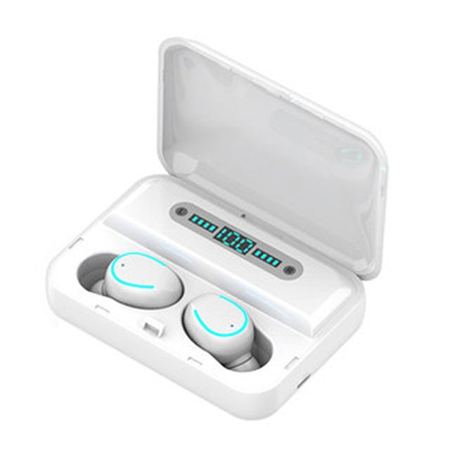 F9-5 Tai nghe Bluetooth chống ồn thông minh cảm ứng kèm hộp sạc, Hỗ trợ hiển thị pin LED ba lớp & Gọi HD & Pin dự phòng & Siri, F9-5 Màu đen, F9-5 Màu trắng