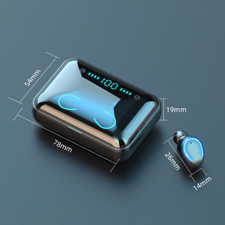 F9-5 Tai nghe Bluetooth chống ồn thông minh cảm ứng kèm hộp sạc, Hỗ trợ hiển thị pin LED ba lớp & Gọi HD & Pin dự phòng & Siri, F9-5 Màu đen, F9-5 Màu trắng