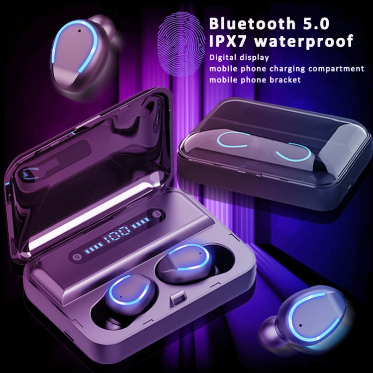 F9-5 Tai nghe Bluetooth chống ồn thông minh cảm ứng kèm hộp sạc, Hỗ trợ hiển thị pin LED ba lớp & Gọi HD & Pin dự phòng & Siri, F9-5 Màu đen, F9-5 Màu trắng