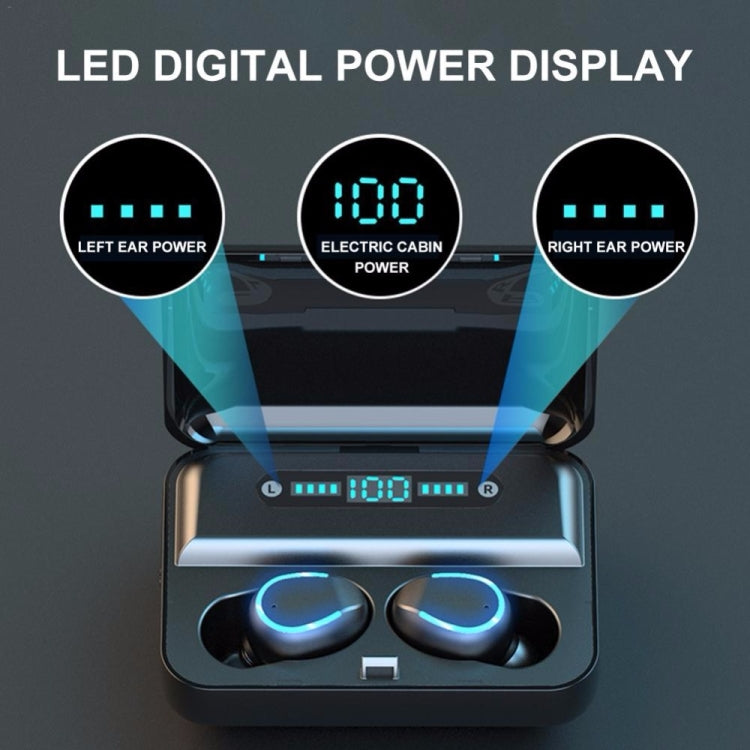 F9-5 Tai nghe Bluetooth chống ồn thông minh cảm ứng kèm hộp sạc, Hỗ trợ hiển thị pin LED ba lớp & Gọi HD & Pin dự phòng & Siri, F9-5 Màu đen, F9-5 Màu trắng