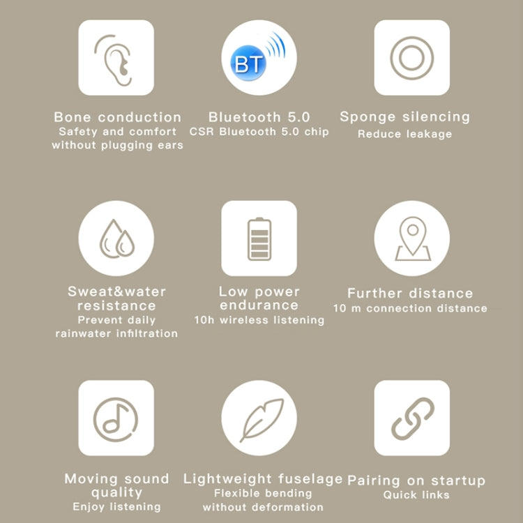 Tai nghe thể thao gắn tai Bluetooth 5.0 G100 không thấm nước, dẫn truyền xương, G100
