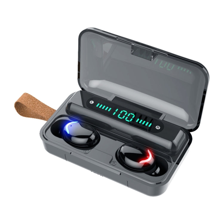 Tai nghe Bluetooth giảm tiếng ồn F9-5C với đèn thở bốn thanh + màn hình kỹ thuật số kèm dây đeo tay, F9-5C đèn bốn thanh có dây đeo màu đen, F9-5C đèn bốn thanh có dây đeo màu trắng