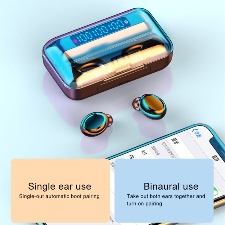 Tai nghe Bluetooth giảm tiếng ồn màn hình kỹ thuật số ba màn hình F9-5C, F9-5C không dây đeo màu đen