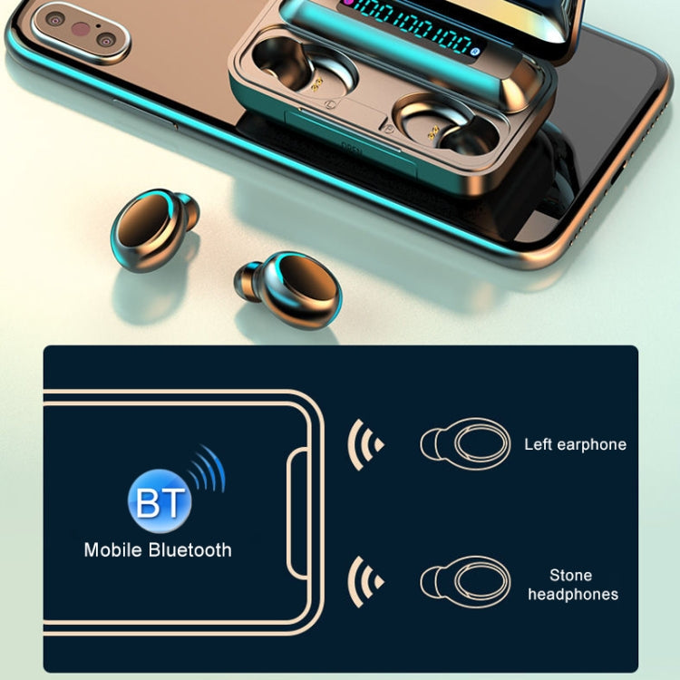 Tai nghe Bluetooth giảm tiếng ồn màn hình kỹ thuật số ba màn hình F9-5C, F9-5C không dây đeo màu đen