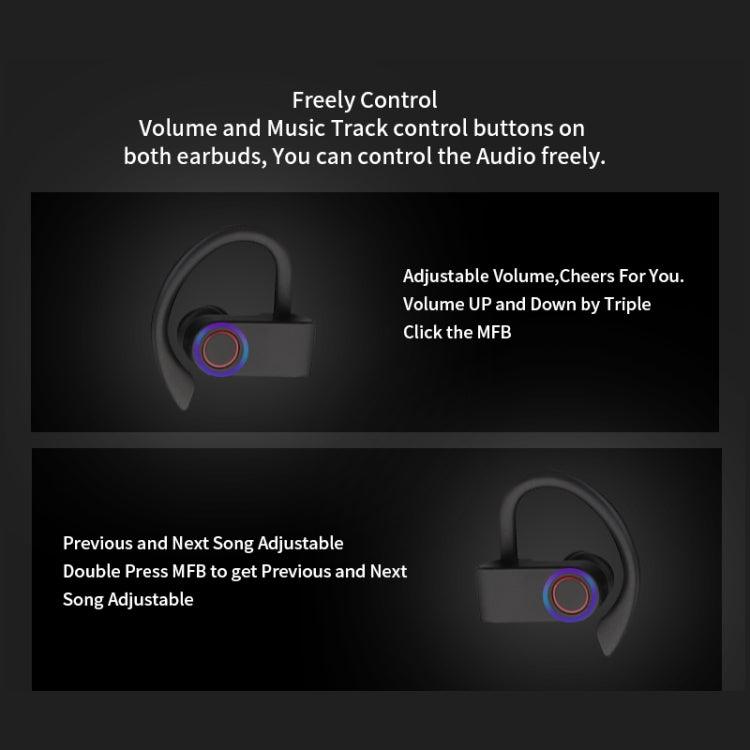 Tai nghe Bluetooth treo tai không dây JHO-A9 TWS kèm túi tích hợp sạc + lưu trữ có dây kéo, hỗ trợ điều khiển giọng nói, JHO-A9