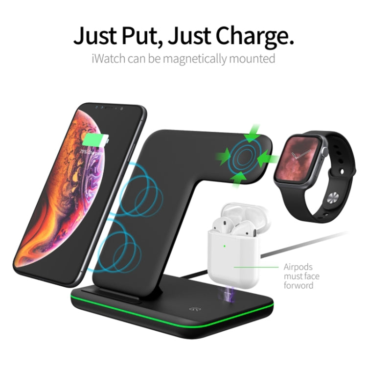 Z5 Bộ sạc không dây từ tính Qi đứng cho điện thoại di động & Apple Watch & AirPods / Xiaomi Redmi AirDots, có đèn vòng cảm ứng, Z5