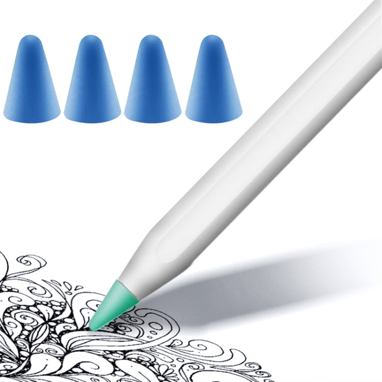 4 cái nắp đầu bút chống trượt, không gây tiếng ồn, chống mài mòn cho Apple Pencil 1 / 2, màu xanh đậm, xanh bạc hà, trong suốt, trắng