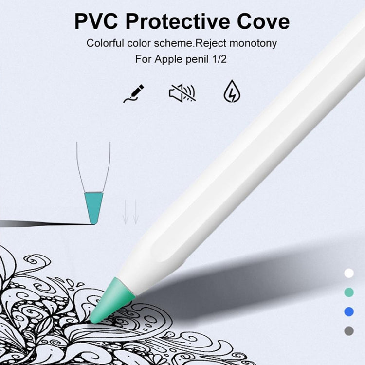 4 cái nắp đầu bút chống trượt, không gây tiếng ồn, chống mài mòn cho Apple Pencil 1 / 2, màu xanh đậm, xanh bạc hà, trong suốt, trắng