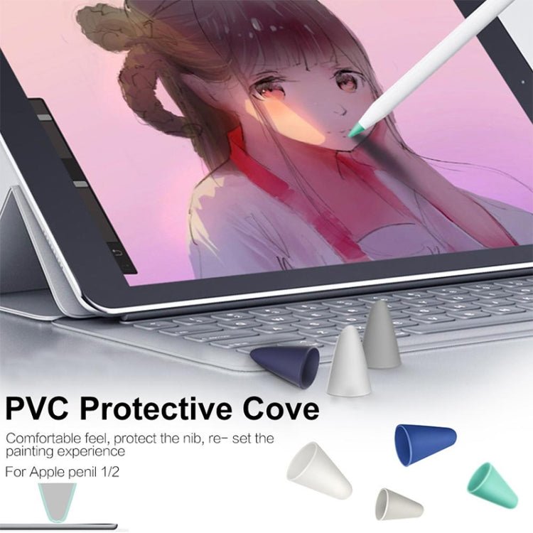 4 cái nắp đầu bút chống trượt, không gây tiếng ồn, chống mài mòn cho Apple Pencil 1 / 2, màu xanh đậm, xanh bạc hà, trong suốt, trắng