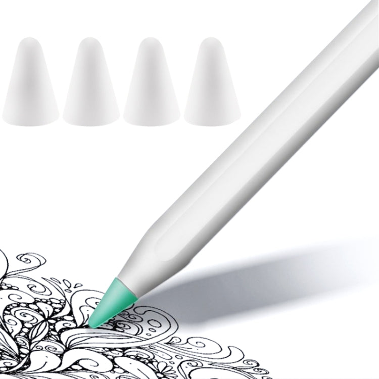 4 cái nắp đầu bút chống trượt, không gây tiếng ồn, chống mài mòn cho Apple Pencil 1 / 2, màu xanh đậm, xanh bạc hà, trong suốt, trắng