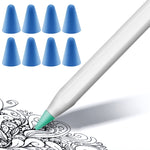 8 cái nắp đầu bút chống trượt, không gây tiếng ồn, chống mài mòn cho Apple Pencil 1 / 2, màu xanh đậm, xanh bạc hà, trong suốt, trắng