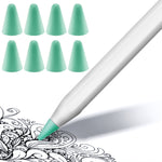 8 cái nắp đầu bút chống trượt, không gây tiếng ồn, chống mài mòn cho Apple Pencil 1 / 2, màu xanh đậm, xanh bạc hà, trong suốt, trắng