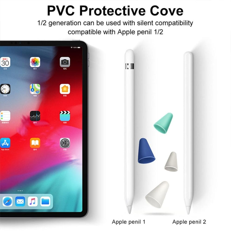 8 cái nắp đầu bút chống trượt, không gây tiếng ồn, chống mài mòn cho Apple Pencil 1 / 2, màu xanh đậm, xanh bạc hà, trong suốt, trắng