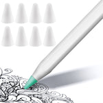 8 cái nắp đầu bút chống trượt, không gây tiếng ồn, chống mài mòn cho Apple Pencil 1 / 2, màu xanh đậm, xanh bạc hà, trong suốt, trắng