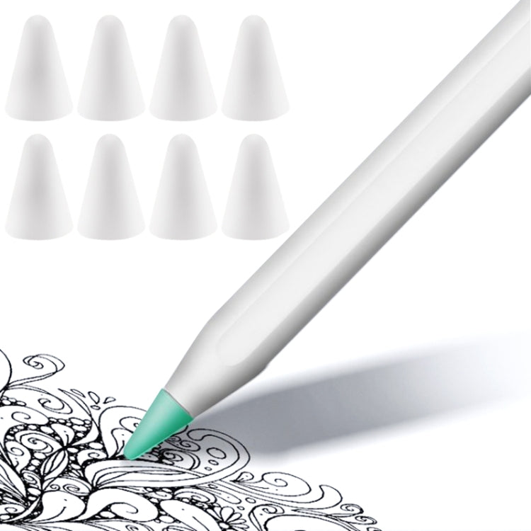 8 cái nắp đầu bút chống trượt, không gây tiếng ồn, chống mài mòn cho Apple Pencil 1 / 2, màu xanh đậm, xanh bạc hà, trong suốt, trắng