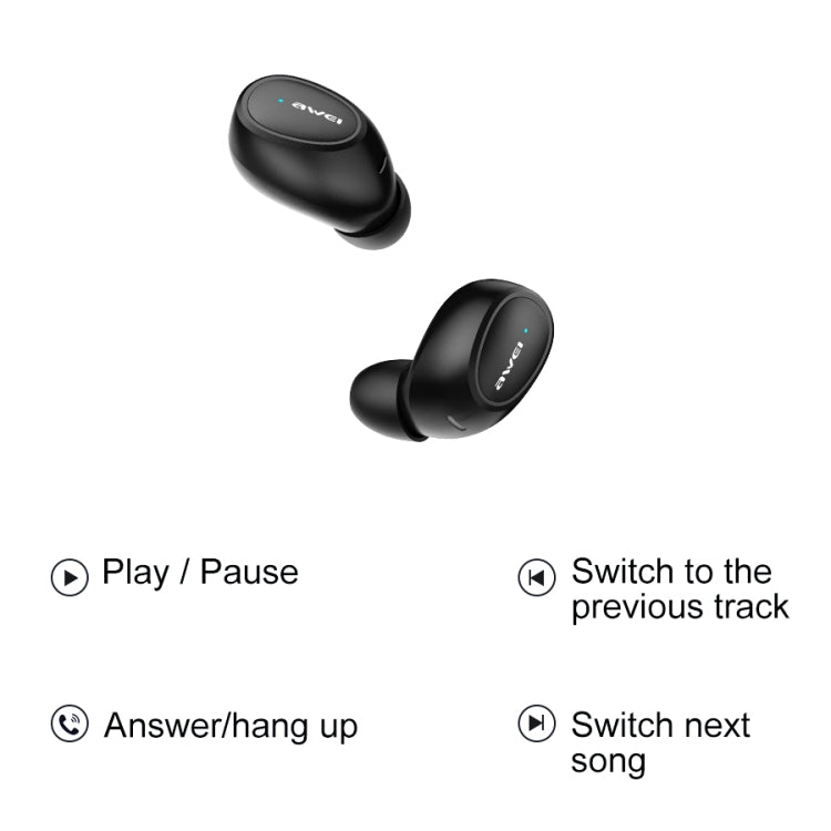 awei T6 TWS Tai nghe thể thao không dây Bluetooth V5.0 kèm hộp sạc