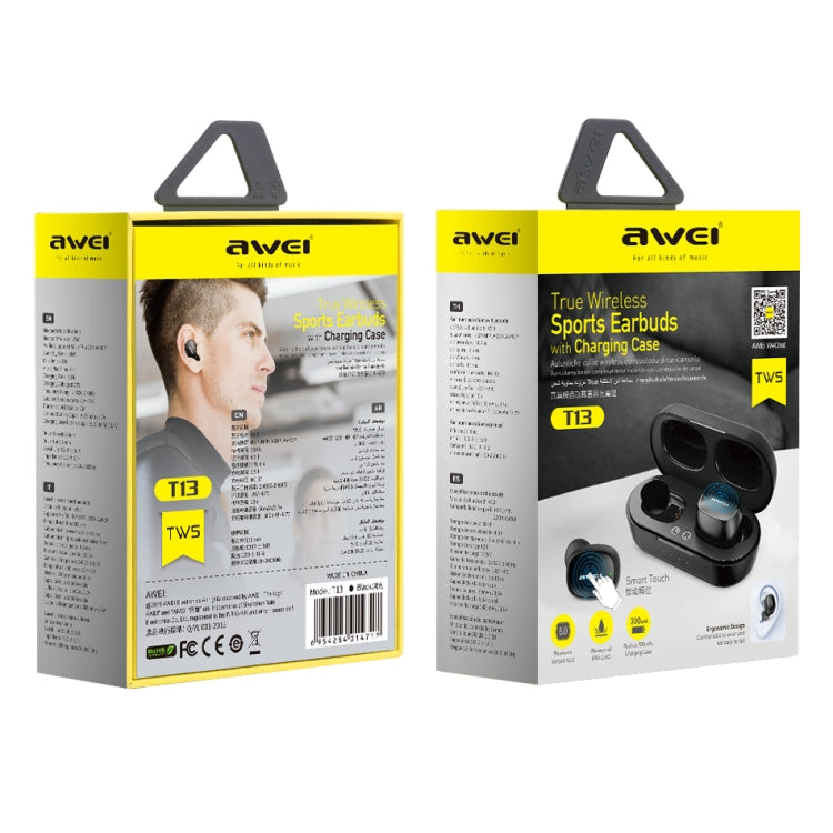 Tai nghe thể thao không dây Bluetooth V5.0 TWS awei T13 kèm hộp sạc