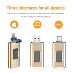 Richwell 3 trong 1 16G Type-C + 8 Pin + USB 3.0 USB flash kim loại đẩy-kéo có chức năng OTG