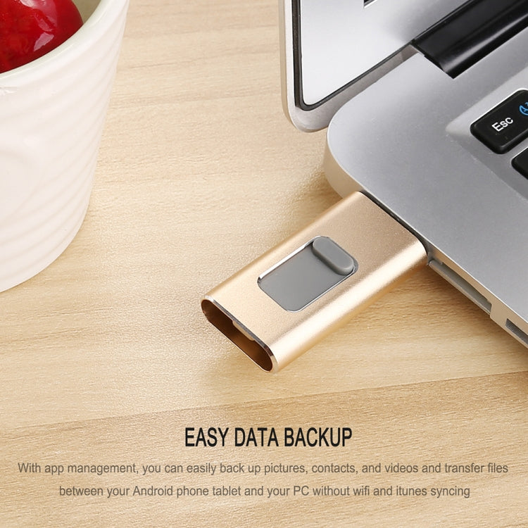 Richwell 3 trong 1 16G Type-C + 8 Pin + USB 3.0 USB flash kim loại đẩy-kéo có chức năng OTG