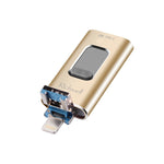 Richwell 3 trong 1 128G Type-C + 8 Pin + USB 3.0 USB flash kim loại đẩy-kéo có chức năng OTG