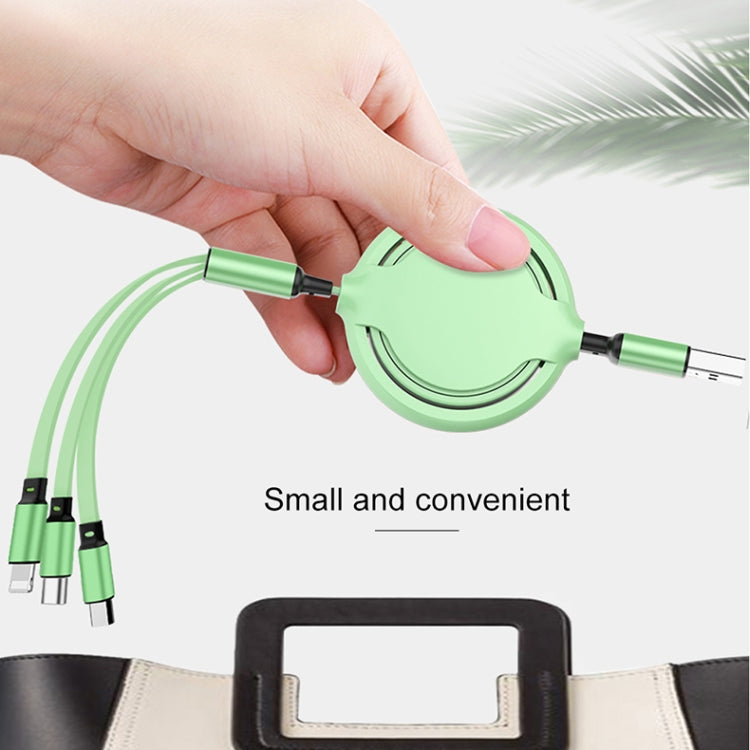 Cáp sạc đồng bộ dữ liệu thu gọn 3 trong 1 USB sang USB-C / Type-C + 8Pin + Micro USB silicone lỏng 3.5A