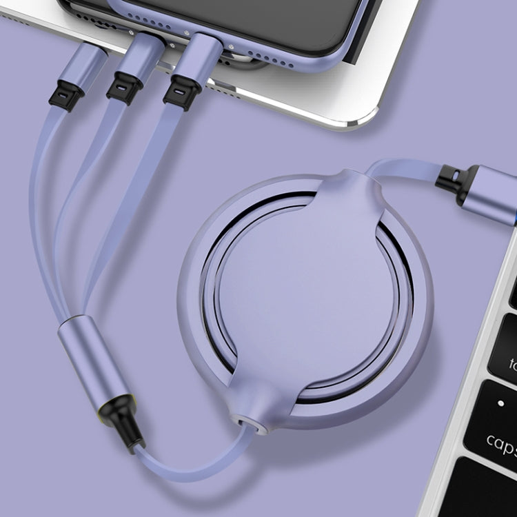 Cáp sạc đồng bộ dữ liệu thu gọn 3 trong 1 USB sang USB-C / Type-C + 8Pin + Micro USB silicone lỏng 3.5A