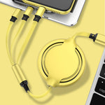 Cáp sạc đồng bộ dữ liệu thu gọn 3 trong 1 USB sang USB-C / Type-C + 8Pin + Micro USB silicone lỏng 3.5A