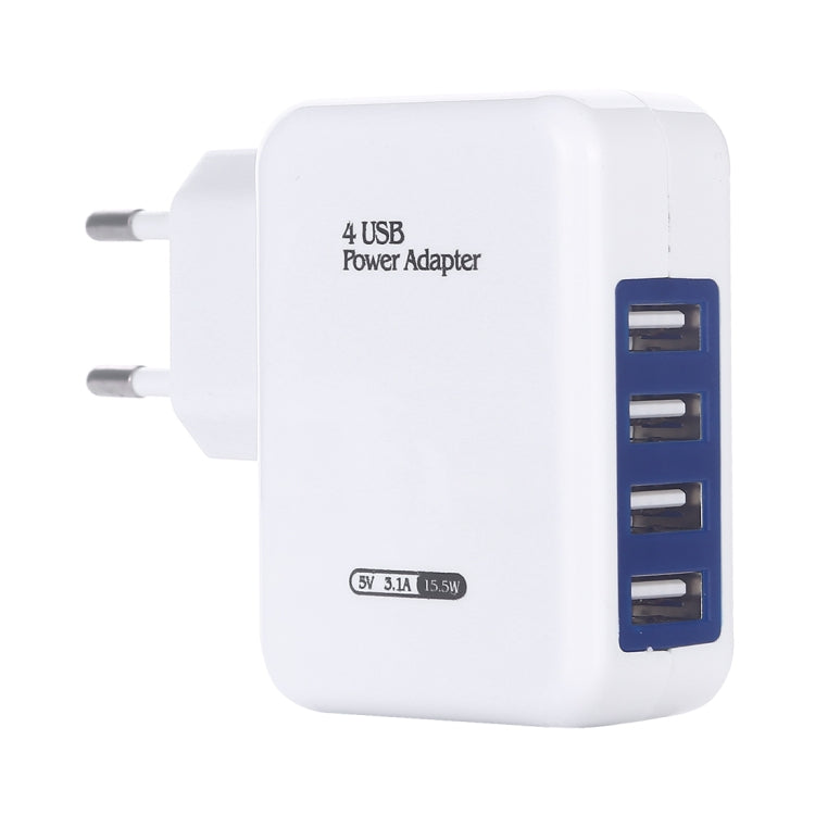 Bộ sạc tường du lịch 4 cổng USB 15.5W 5V 3.1A, phích cắm EU, HT-CD03
