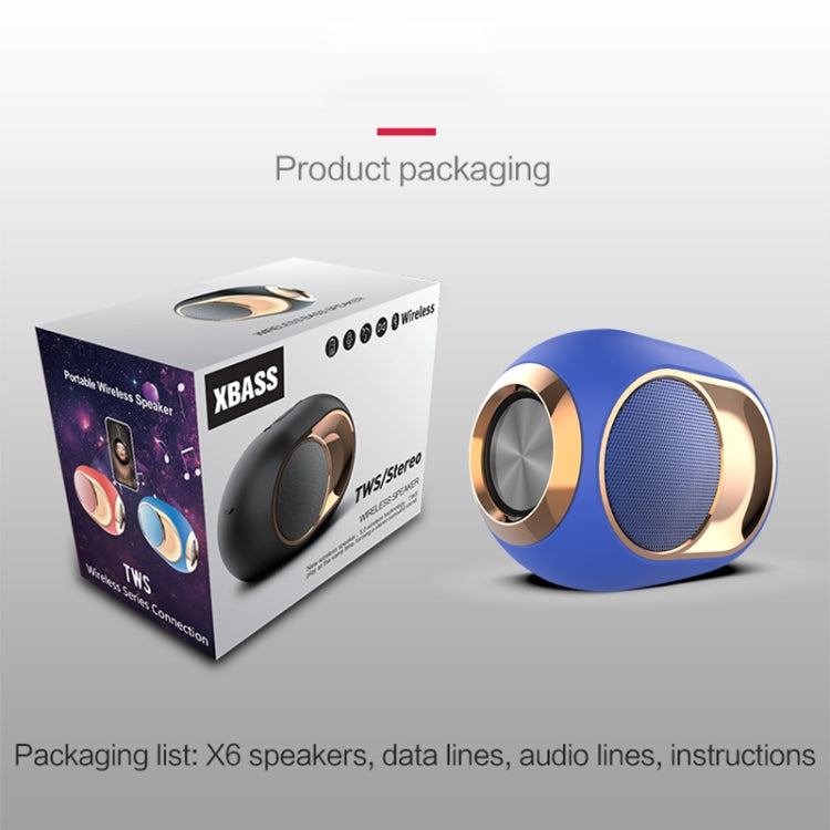 Loa Bluetooth không dây chống nước ngoài trời X6 TWS 5W, hỗ trợ rảnh tay / USB / AUX / thẻ TF