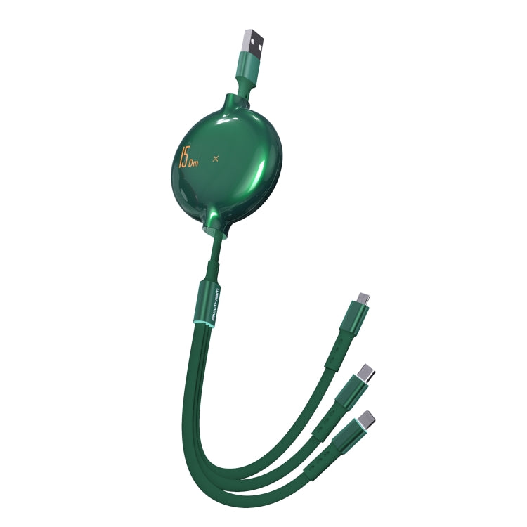 Cáp sạc dữ liệu thu gọn WK WDC-124 3A 3 trong 1 8 Pin + Type-C / USB-C + Micro USB dòng Bona, chiều dài: 1.5m