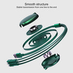 Cáp sạc dữ liệu thu gọn WK WDC-124 3A 3 trong 1 8 Pin + Type-C / USB-C + Micro USB dòng Bona, chiều dài: 1.5m