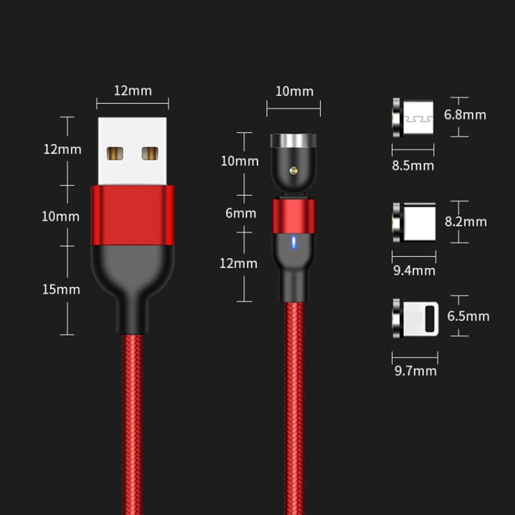 Cáp sạc từ tính xoay 3 trong 1 USB ra 8 Pin + USB-C / Type-C + Micro USB bện nylon dài 1m, 3 trong 1