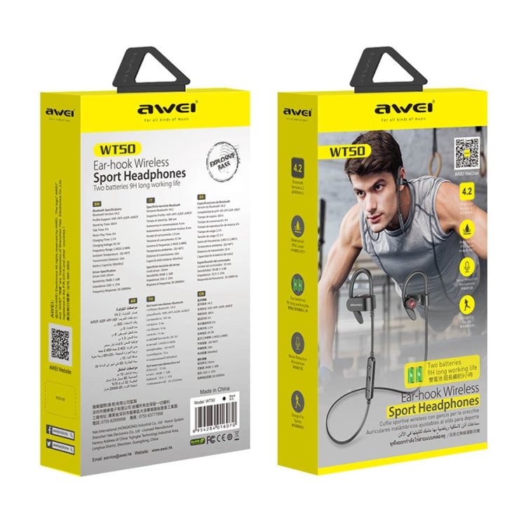 Tai nghe Bluetooth không dây gắn tai chống nước IPX4 awei WT50 kèm mic, WT50