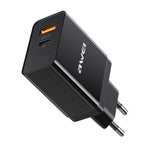 Bộ sạc du lịch sạc nhanh awei C-980 18W PD USB-C / Type-C + QC 3.0, phích cắm EU