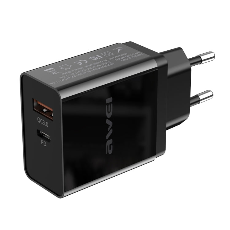 Bộ sạc du lịch sạc nhanh awei C-980 18W PD USB-C / Type-C + QC 3.0, phích cắm EU