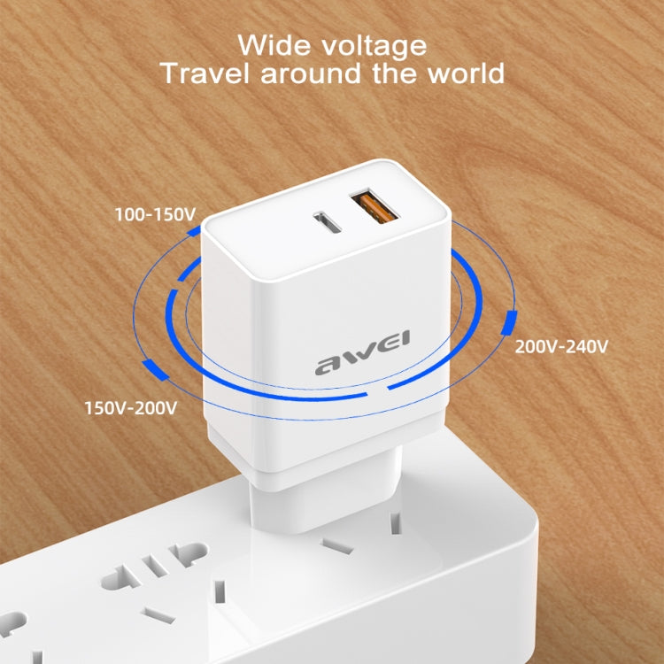 Bộ sạc du lịch sạc nhanh awei C-980 18W PD USB-C / Type-C + QC 3.0, phích cắm EU