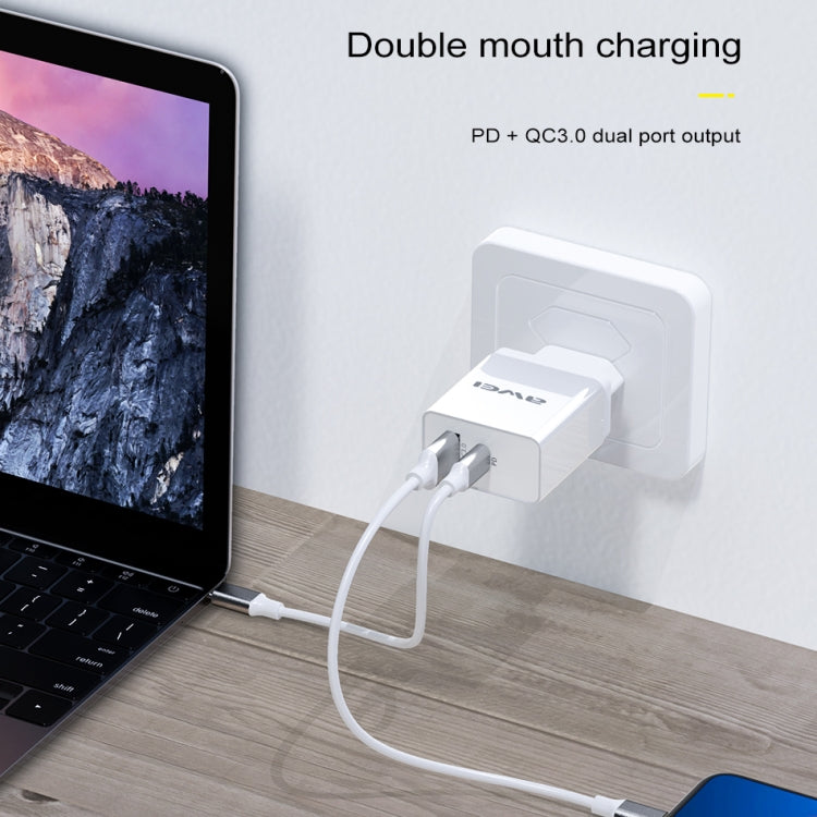 Bộ sạc du lịch sạc nhanh awei C-980 18W PD USB-C / Type-C + QC 3.0, phích cắm EU