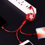 Cáp sạc đồng bộ dữ liệu thu gọn 1.2m 3 trong 1 USB sang USB-C / Type-C + 8Pin + Micro USB
