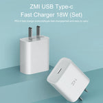 Bộ sạc nhanh chính hãng Xiaomi Youpin ZMI 20W kèm cáp sạc Type-C / USB-C sang 8 pin, phích cắm US
