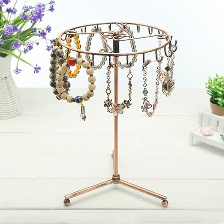Giá trưng bày lưu trữ trang sức vòng cổ khăn quàng cổ xoay phong cách retro