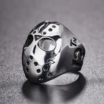 Nhẫn nam phong cách punk gothic châu Âu và Mỹ hình mặt nạ đầu lâu, thép titan, size Mỹ: 11, đường kính: 20.7mm, chu vi: 65mm, đường kính: 20.7mm